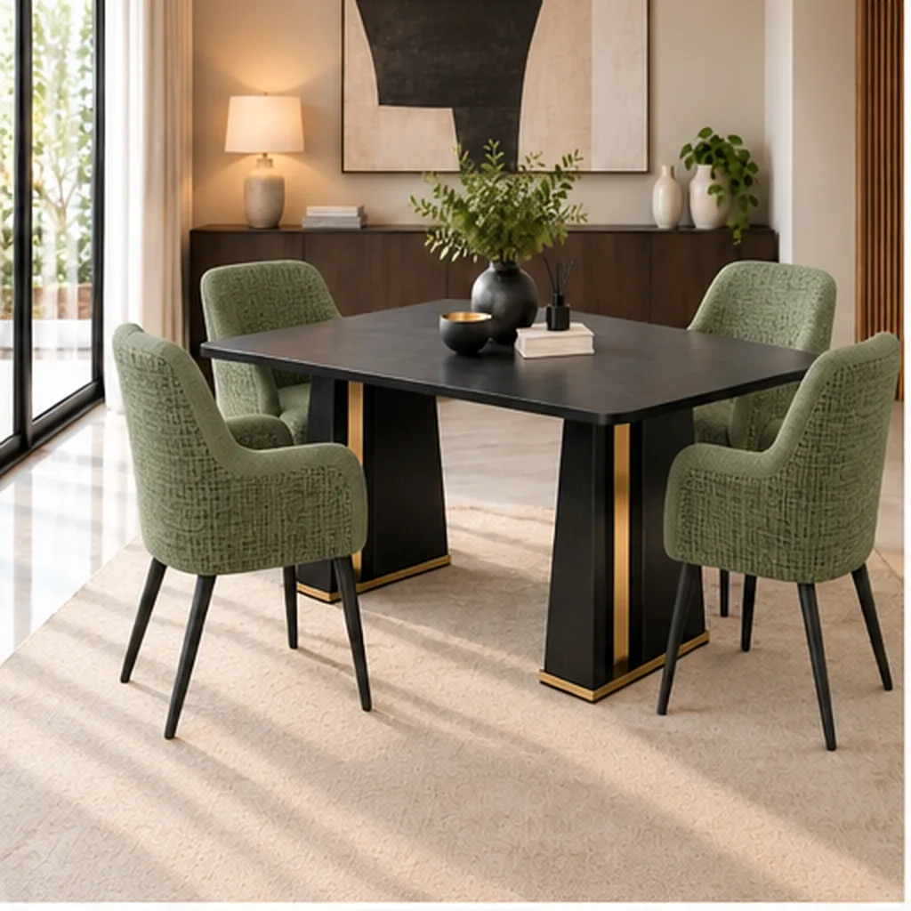 Joanne Premium 4-Seater Dining Set - Sage Green AI