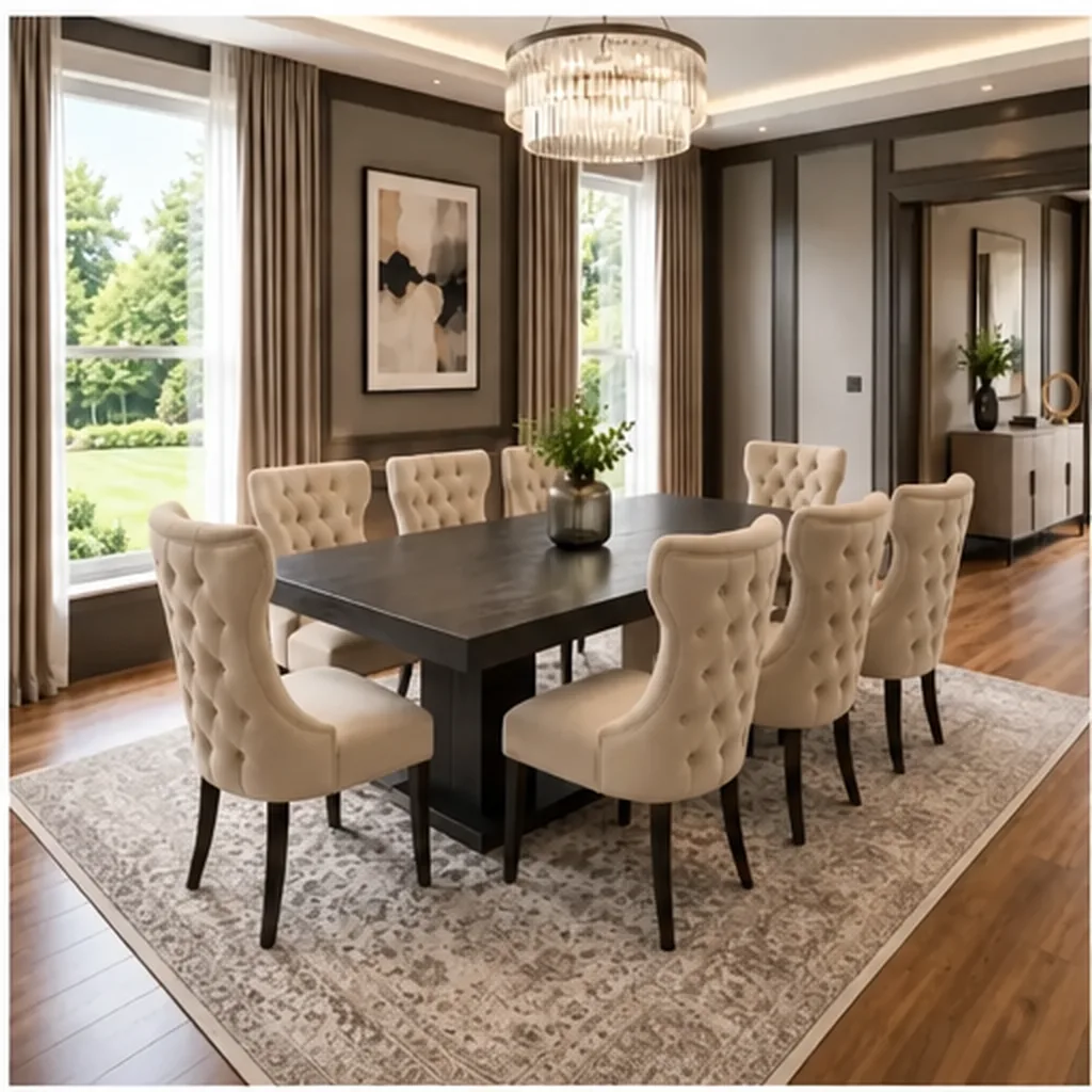Luxury 8- Modern Seater Dinning Table Set Engineered Wood 8 Seater Dining Set - Beige AI