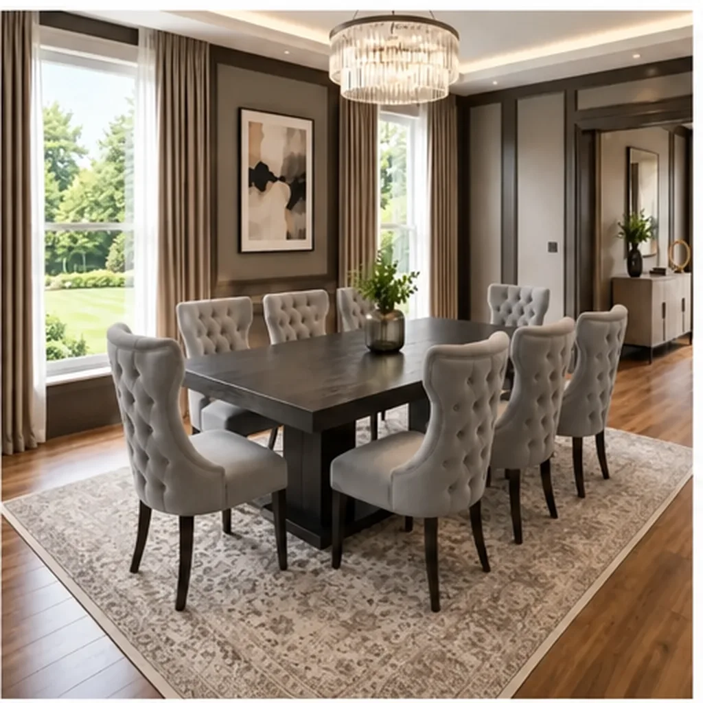 Luxury 8- Modern Seater Dinning Table Set Engineered Wood 8 Seater Dining Set - Grey AI