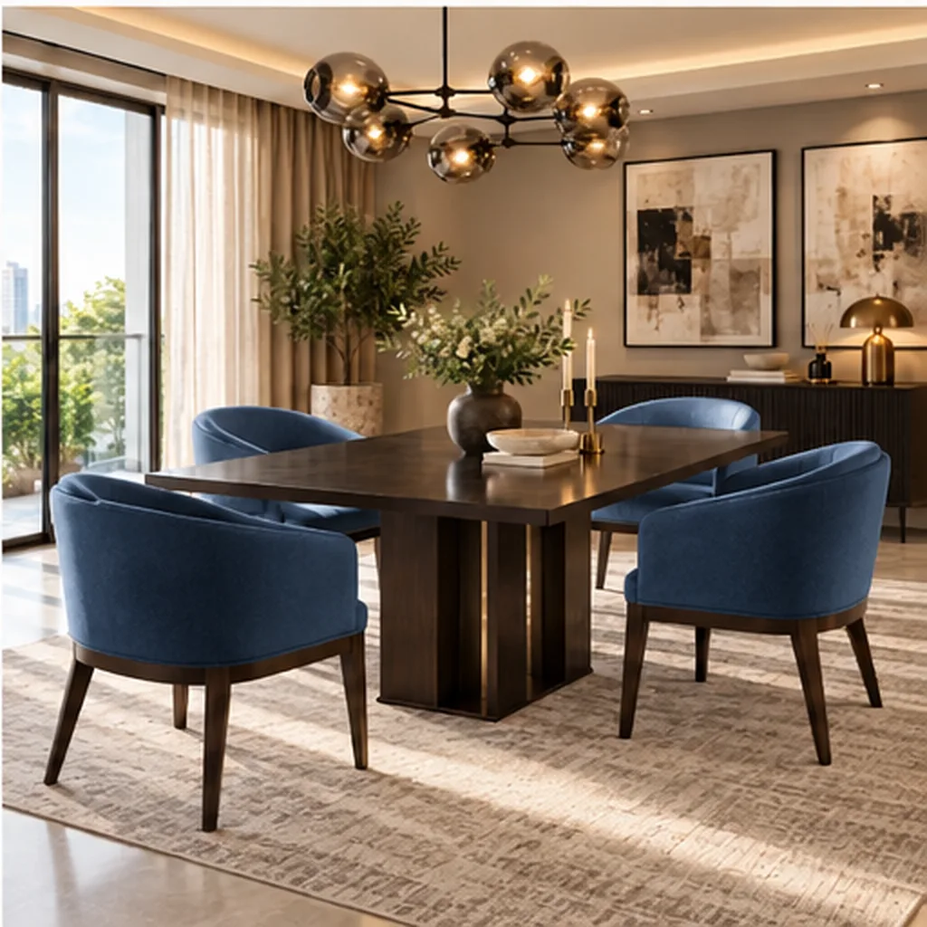 Valencia Premium 4-Seater Dining Set - Blue AI