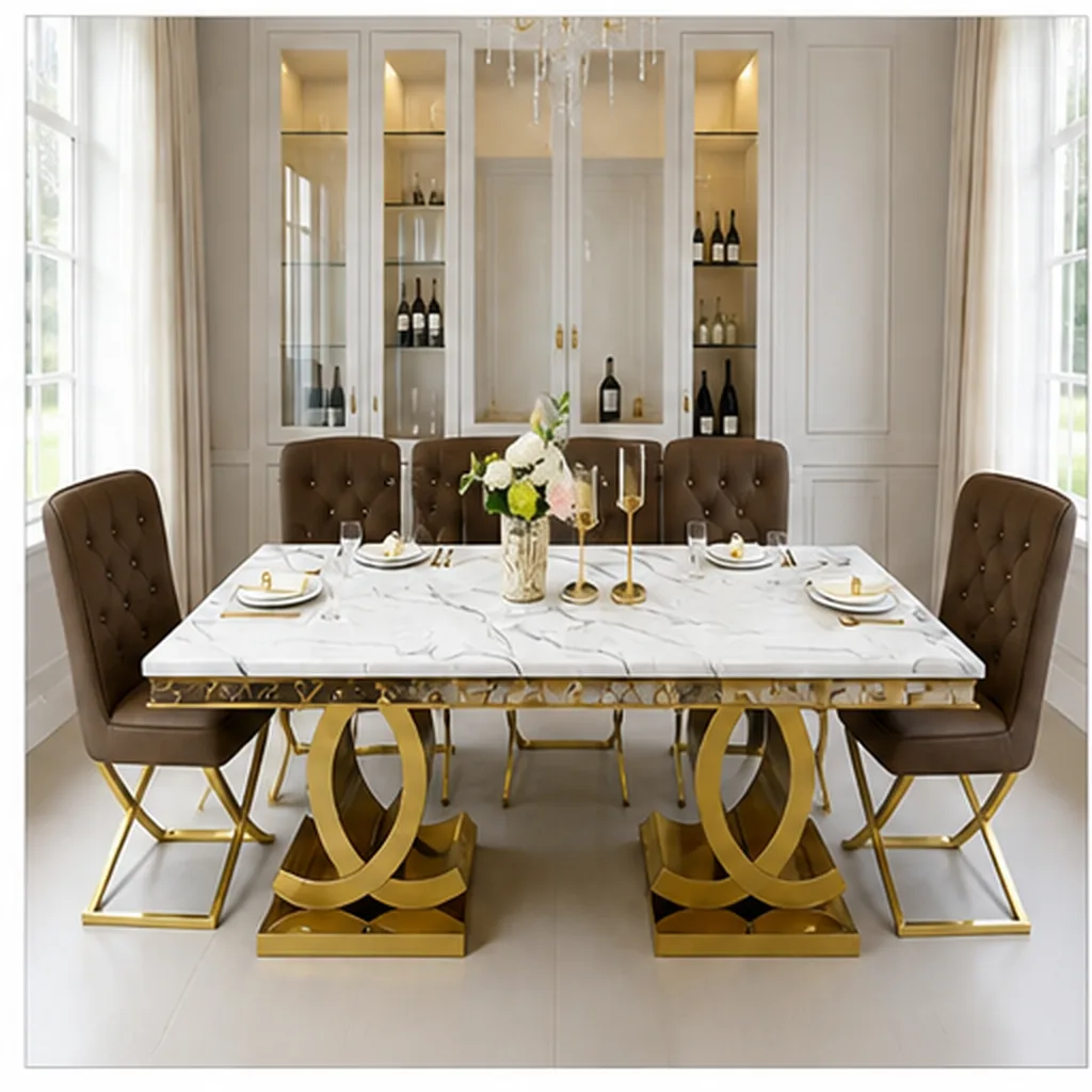 VERONA DINING TABLE – 6 Seater Dining Set - Dark Brown AI